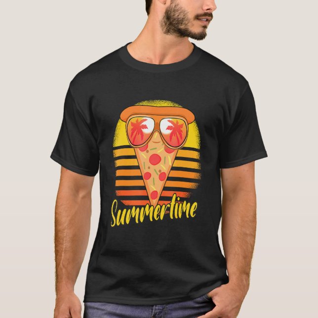 Camiseta Pizza Summertime Retro Sunset Beach Vacizza (Frente)