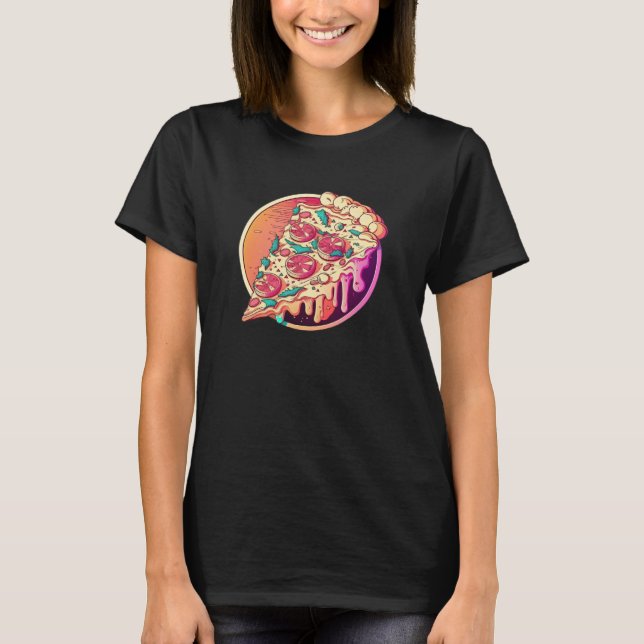 Camiseta Pizza Synthwave 80s (Frente)