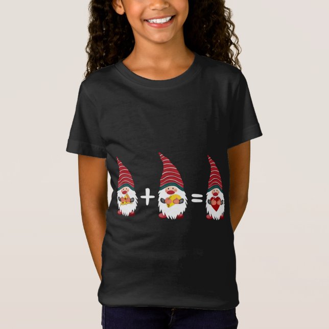 Camiseta Pizza Taco Gnomo Coração Engraçado Foodie de Natal (Frente)