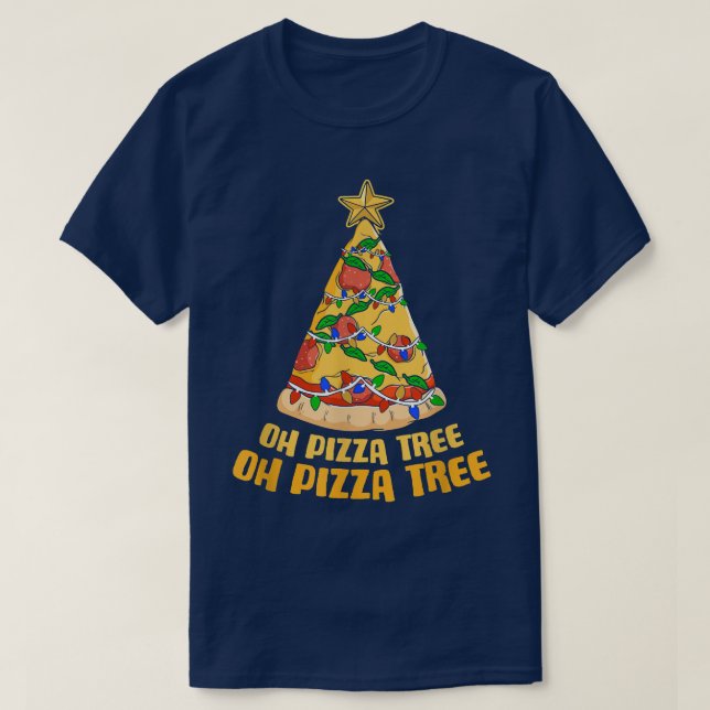 Camiseta Pizza Tree Queijo de Comida de Natal Fazendo Pizza (Frente do Design)