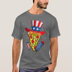 Camiseta Pizza Us Flag Hat Firecracker 4 De Julho Pat Comid