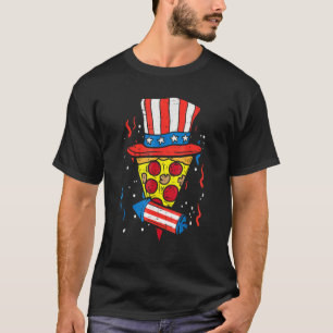 Camiseta Pizza Us Flag Hat Firecracker 4 De Julho Pat Comid