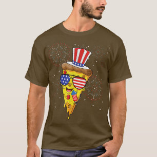 Camiseta Pizza Us Flag Hat Firecracker 4 De Julho Pat Comid