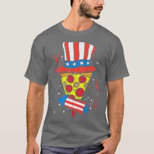 Camiseta Pizza Us Flag Hat Firecracker 4 De Julho Pat Comid