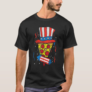 Camiseta Pizza Us Flag Hat Firecracker 4 De Julho Pat Comid