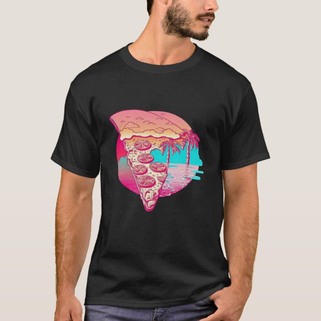 Camiseta Pizza Vaporwave Retro Aestético (Frente)