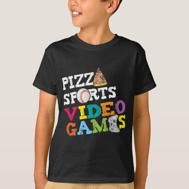 Camiseta Pizza Videos games Vídeo Jogador Comida Esportes L (Frente)