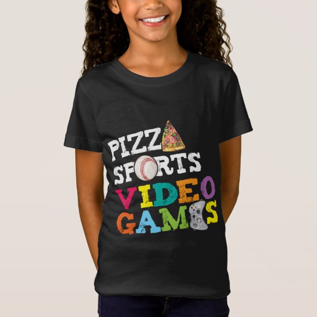 Camiseta Pizza Videos games Vídeo Jogador Comida Esportes L (Frente)