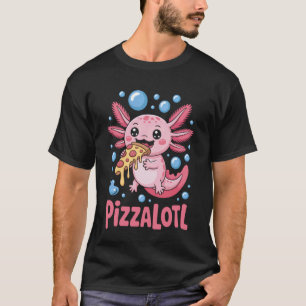 Camiseta Pizzalotl Axolote Segurando Fatia de Pizza
