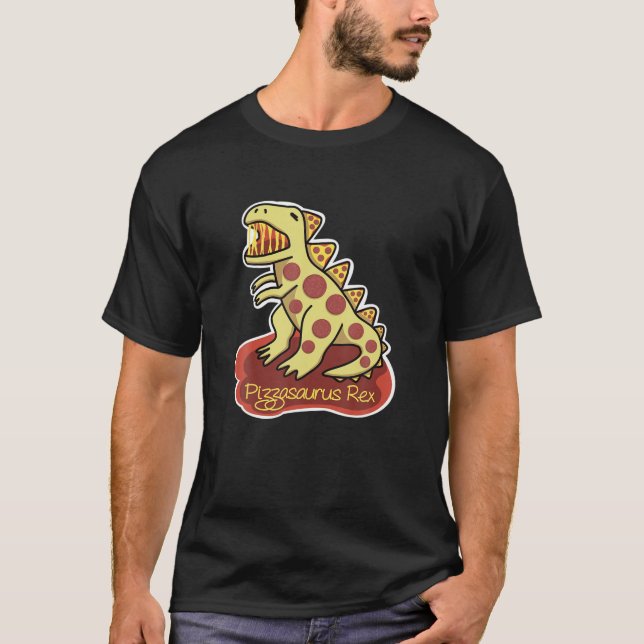 Camiseta Pizzasaurus Rex Pizza E Dinossauro (Frente)
