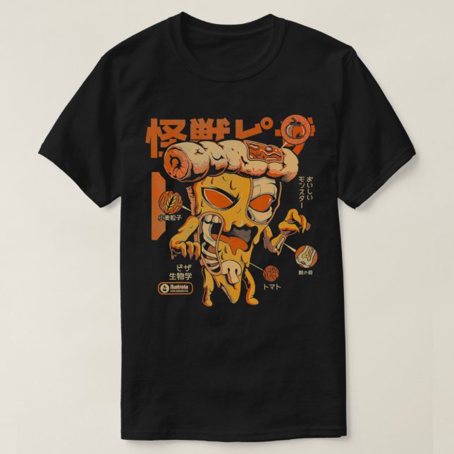 Camiseta Pizzazilla X Ray Kaiju Monster Fast Comida Japonês (Frente do Design)