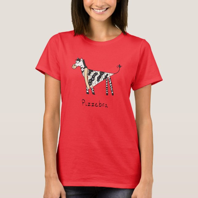 Camiseta Pizzebra Pizza Zebra Camisa-T feminina (Frente)