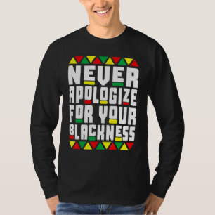 Camiseta Pjama de História Negra Afro Nunca Pede desculpas 