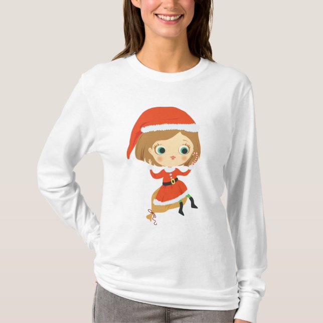 Camiseta PJs da mulher do Xmas (Frente)