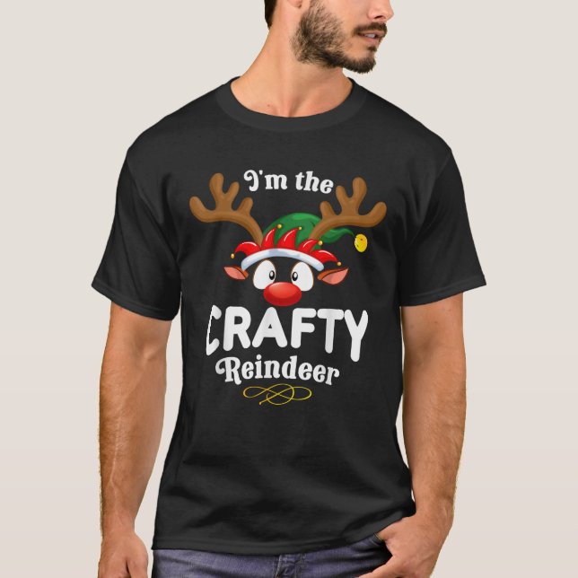 Camiseta PJs de Natal Artesanal Renas XMas Combinando  (Frente)