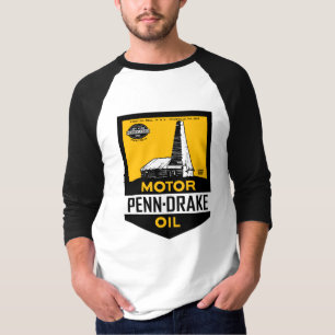 Camiseta placa antiga de óleo de motor Penn Drake