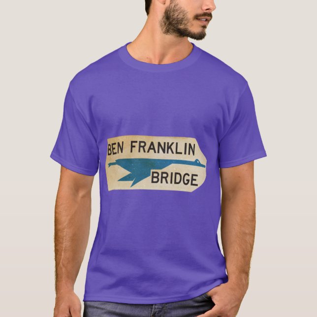 Camiseta Placa da Ponte Ben Franklin Superdimensionada (Frente)