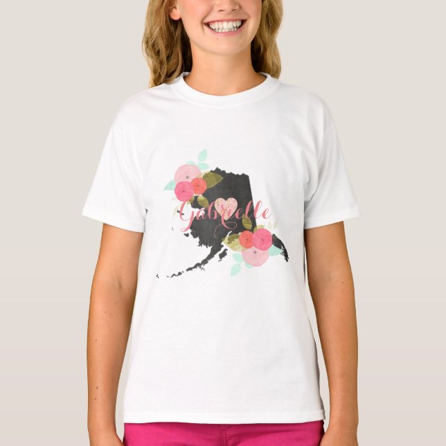 Camiseta Placa de Chalkboard do Estado do Alasca Monograma  (Frente)