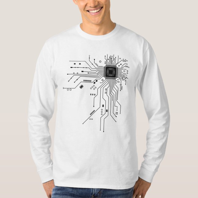 Camiseta Placa de Circuito Engraçada Computador Eletrônica (Frente)