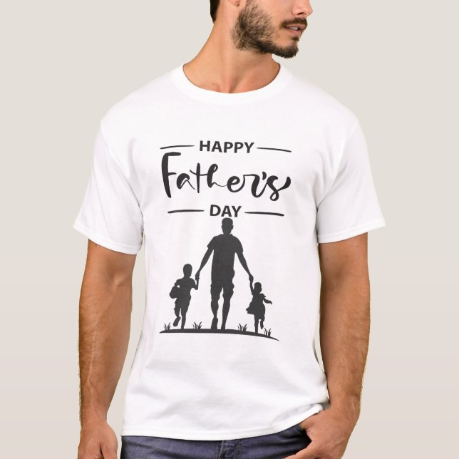 Camiseta Placa de Dia de os pais Silhueta Preta e Branca Mo (Frente)