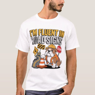 Camiseta Placa de Estrada com Piada de Trabalhador de Const