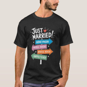 Camiseta Placa de Estrada de Lua de Mel Myrtle Beach Recém-