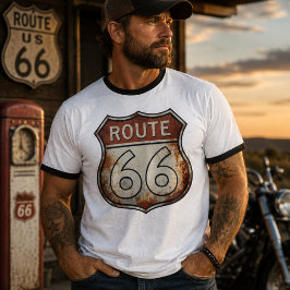 Camiseta Placa de Estrada Enferrujada da Rota 66