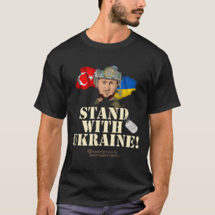 Camiseta Placa de Identificação com Bandeiras da Ucrânia e
