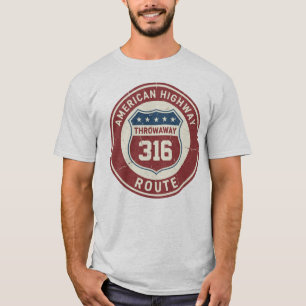Camiseta Placa de Identificação da Rota 316 da Rodovia Amer