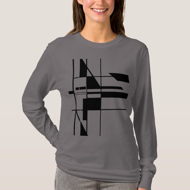 Camiseta Placa de Jogos Geométrica Negra MCM Olhe Abstrato (Frente)