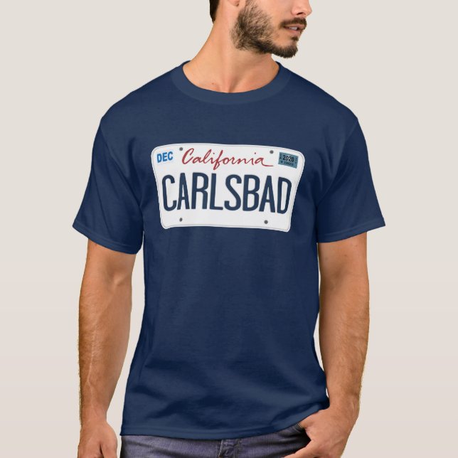 Camiseta Placa de Licença Carlsbad California T Shirt (Frente)
