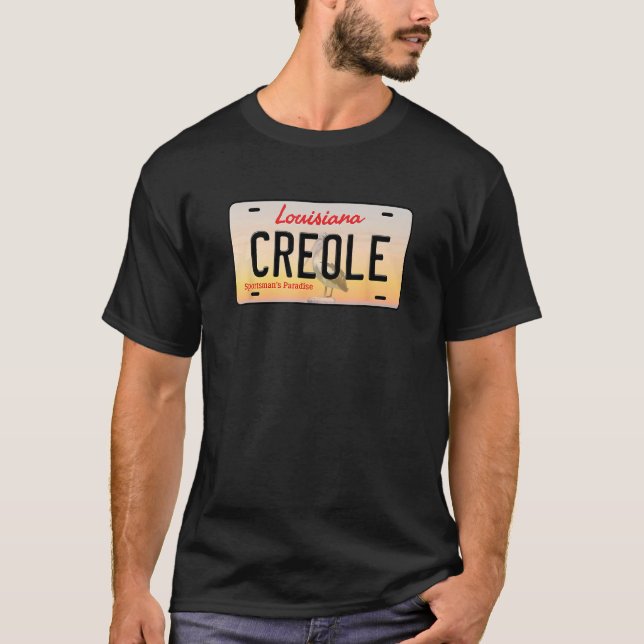 Camiseta Placa de Licença da Creole Louisiana (Frente)