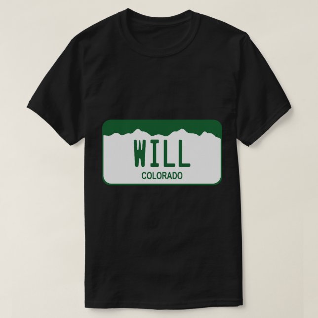 Camiseta Placa de Licença do Colorado - Will (Frente do Design)