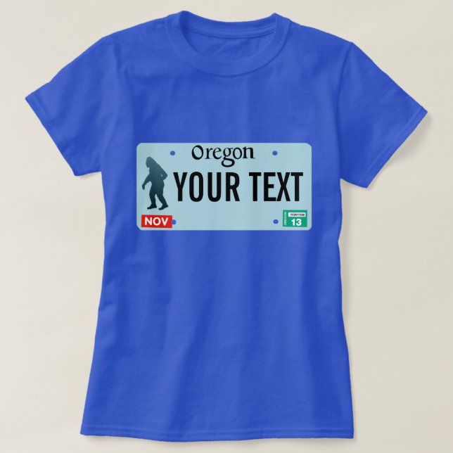 Camiseta Placa de Licença do Oregon Sasquatch (Frente do Design)