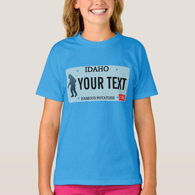 Camiseta Placa de Licença Idaho Sasquatch (Frente)
