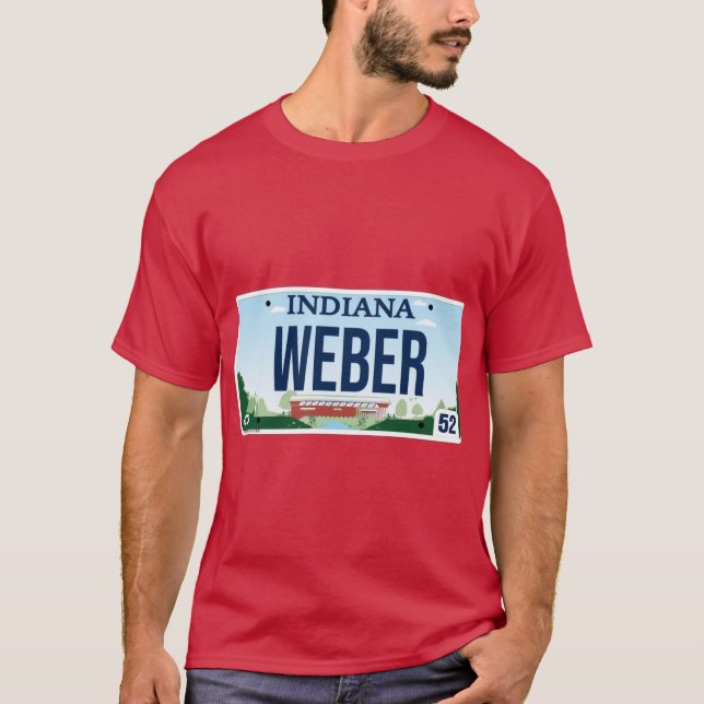 Camiseta Placa de licença personalizada Weber do estado de  (Frente)