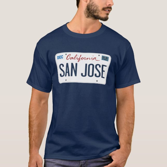 Camiseta Placa de Licença San José California T Shirt (Frente)