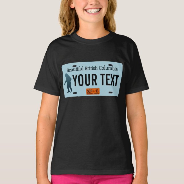 Camiseta Placa de Licença Sasquatch da Colúmbia Britânica (Frente)