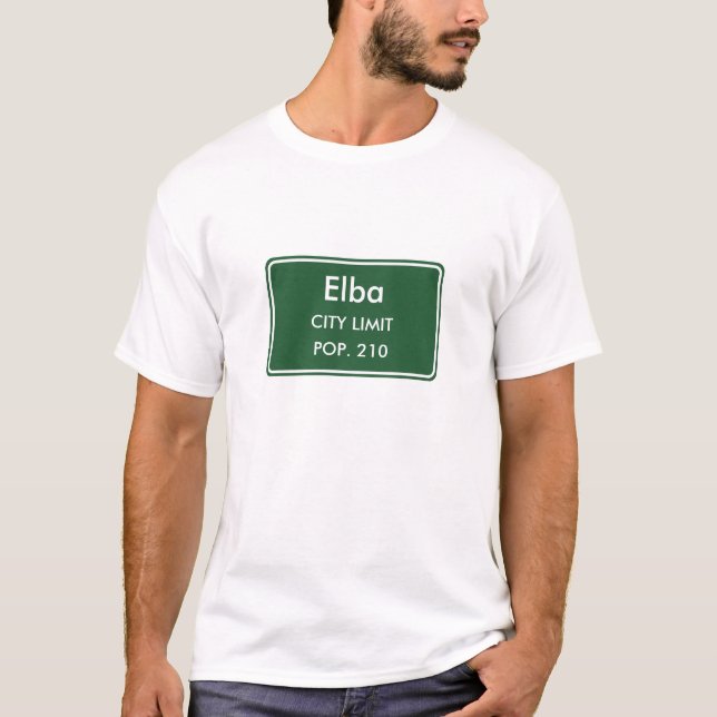 Camiseta Placa de Limite da Cidade de Elba Minnesota (Frente)