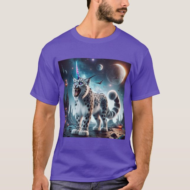 Camiseta Placa de Mouse Leopard Unicorn do Halloween Space  (Frente)
