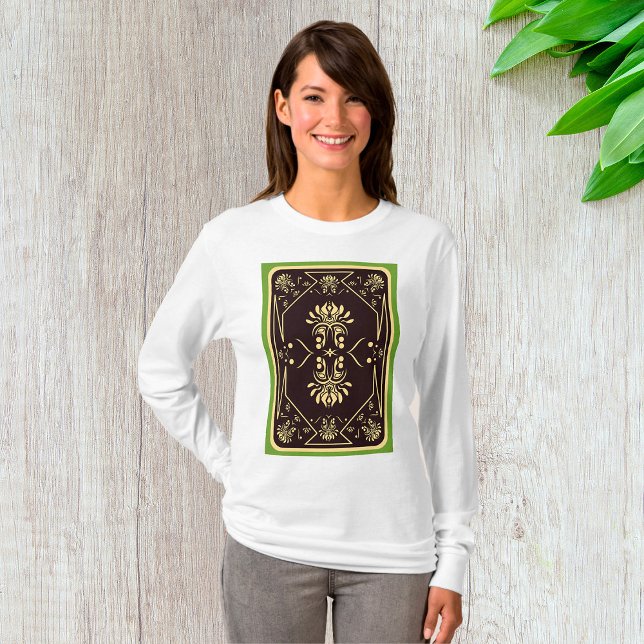 Camiseta Placa de Reprodução de Vintage Elegante Dourada (Criador carregado)