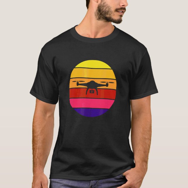 Camiseta Placa de Sol do Drone Retro 80s (Frente)