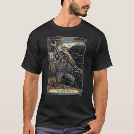 Camiseta Placa de Tarot Mecânica do Esqueleto