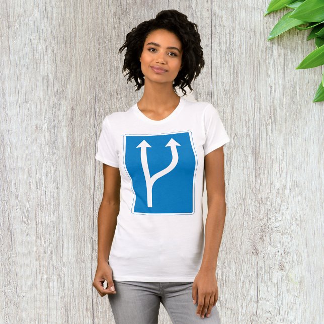 Camiseta Placa de Trânsito Azul Duas Setas Retas (Criador carregado)