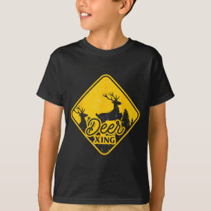 Camiseta Placa de Travessia de Veados Natal Rena Divertido 