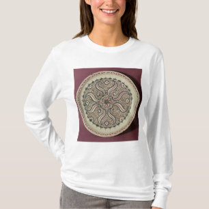 Camiseta Placa decorada com um teste padrão da chama