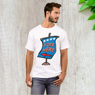 Camiseta Placa Direcional de Votação Aqui
