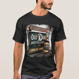 Camiseta Placa Distorcida Anunciando OLD DOG RUM