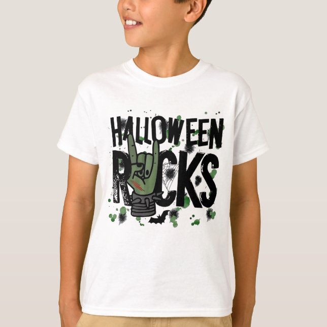 Camiseta Placa Halloween Rocks (Frente)