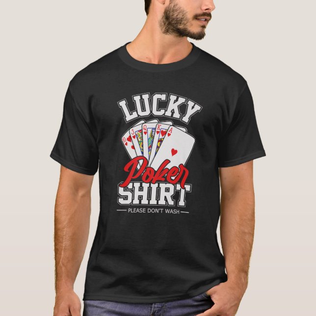 Camiseta Placa Jogadora de Poker Engraçado do Lucky Poker (Frente)